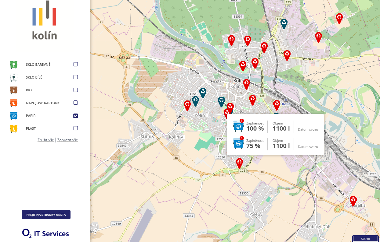 Kolín spolu s O2 testují chytré kontejnery